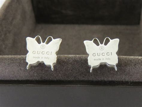 gucci sterling silver square stud earrings|gucci sterling silver butterfly earrings.